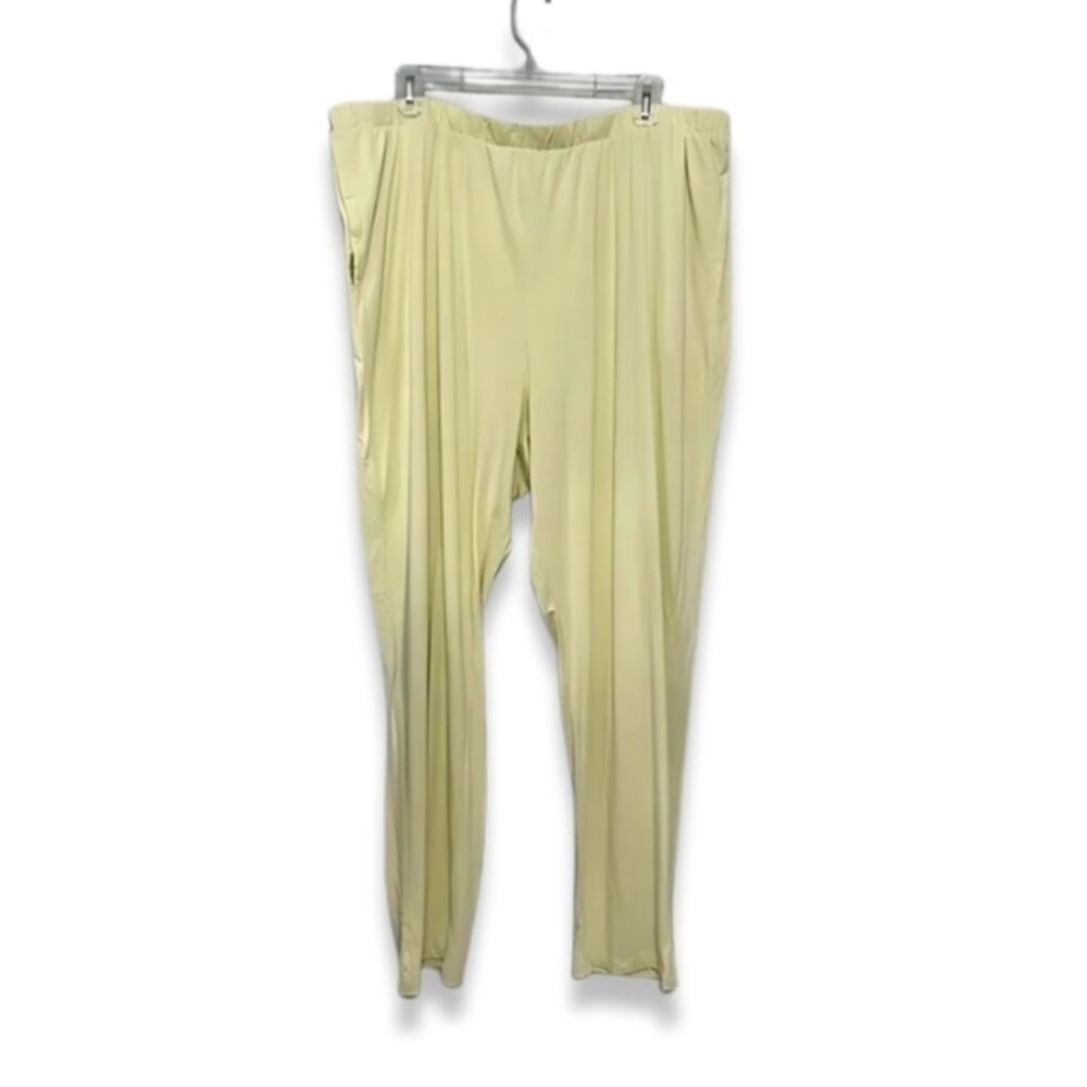 Open Edit Pull-On Pants Side Pocket Full Length Knit Yellow Women's 2X Plus NWOT